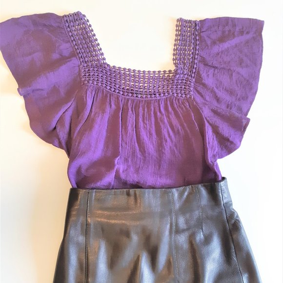 PRICE DROP 
SPENSE * BOHO Lace Purple Blouse Bell Sleeve Size MEDIUM - - Picture 3 of 14